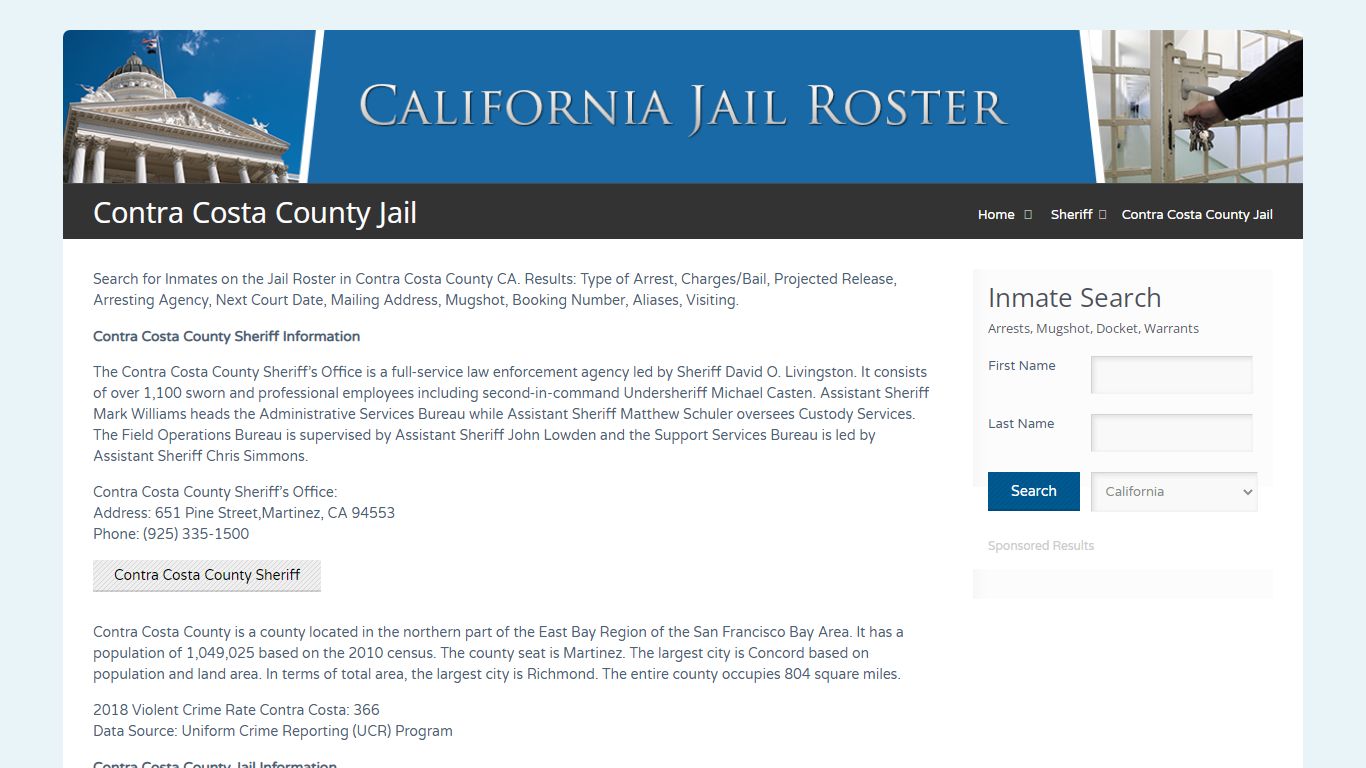 Contra Costa County Jail | Jail Roster Search