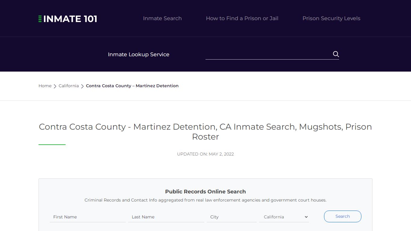 Contra Costa County - Martinez Detention, CA Inmate Search ...